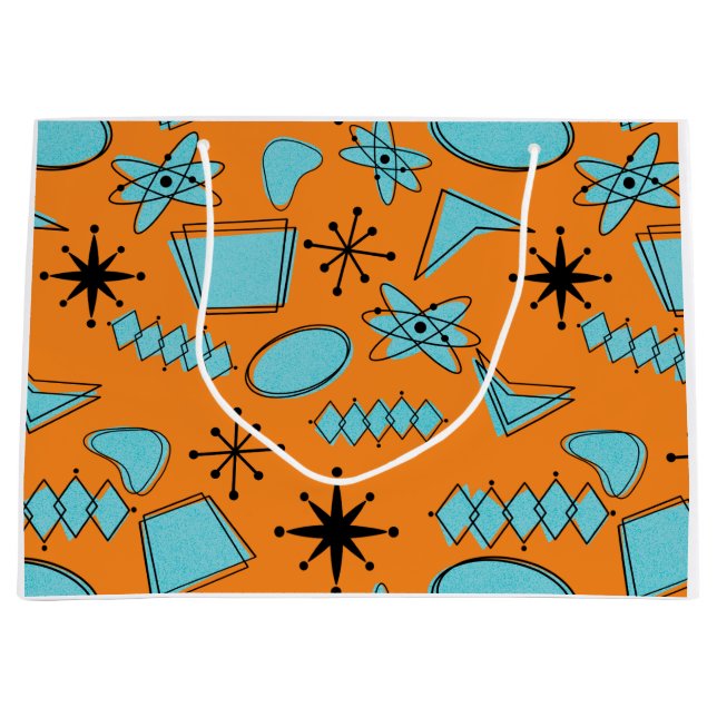 MCM Atomic Shapes Turquoise on Orange Large Gift Bag (Front)