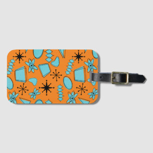 MCM Atomic Shapes Turquoise on Orange Luggage Tag