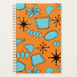 MCM Atomic Shapes Turquoise on Orange Planner<br><div class="desc">Hand drawn mid century modern shapes and icons digitised to design seamless patterns</div>