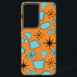 MCM Atomic Shapes Turquoise on Orange Samsung Galaxy Case<br><div class="desc">Hand drawn mid century modern shapes and icons digitised to design seamless patterns</div>