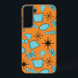 MCM Atomic Shapes Turquoise on Orange Samsung Galaxy Case<br><div class="desc">Hand drawn mid century modern shapes and icons digitised to design seamless patterns</div>