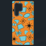 MCM Atomic Shapes Turquoise on Orange Samsung Galaxy Case<br><div class="desc">Hand drawn mid century modern shapes and icons digitised to design seamless patterns</div>