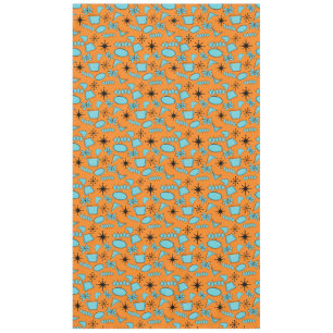 MCM Atomic Shapes Turquoise on Orange Tablecloth