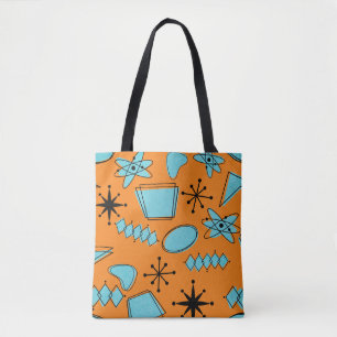 MCM Atomic Shapes Turquoise on Orange Tote Bag