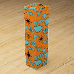 MCM Atomic Shapes Turquoise on Orange Wine Box<br><div class="desc">Hand drawn mid century modern shapes and icons digitised to design seamless patterns</div>