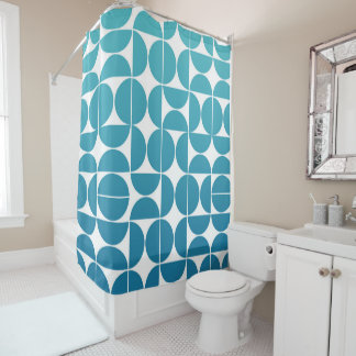 MCM Bold Blues Pattern Shower Curtain