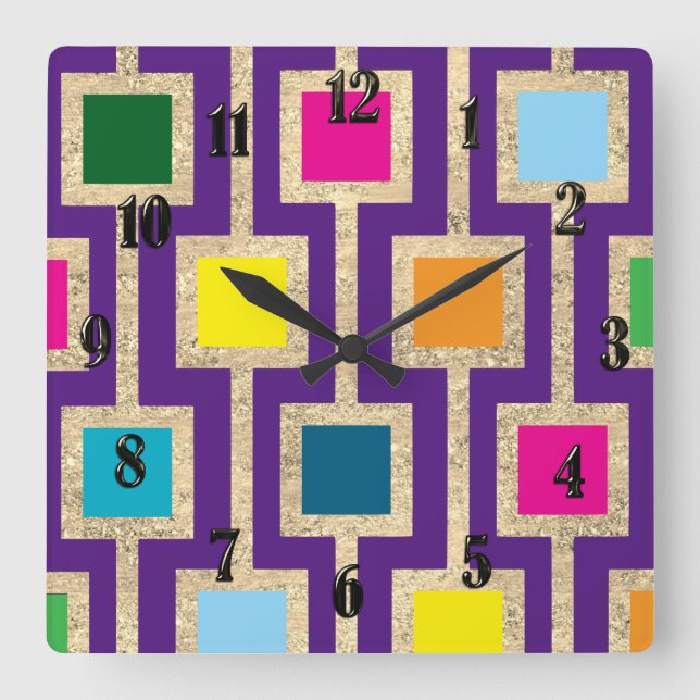 MCM Design Gold All Colours Changeable Square Wall Clock (Front)