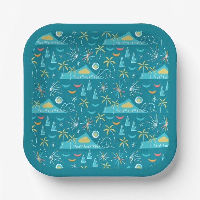 MCM Diamond Head Fireworks Party Paper Plate (Front)