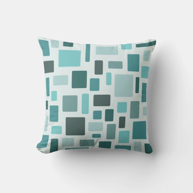 MCM Disarrayed Bricks Aquamarine Cushion (Front)