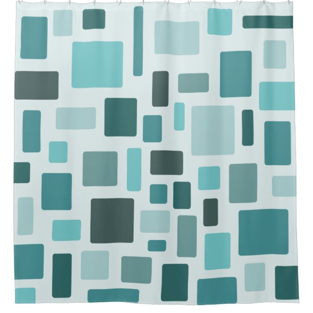 MCM Disarrayed Bricks Aquamarine Shower Curtain (Front)