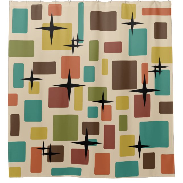 MCM Disarrayed Bricks Multicolored Shower Curtain (Front)