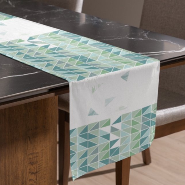 MCM Geometric Blue Green Modern Pattern Short Table Runner (Creator Uploaded)