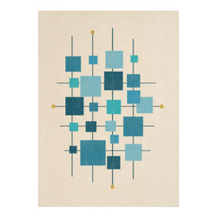 MCM Geometric Squares - blue Poster