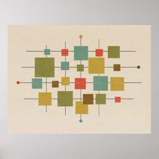 MCM Geometric Squares - Multi Postcard Poster