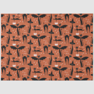 MCM Halloween Fancy Dress Minimalist Cats Orange Tissue Paper