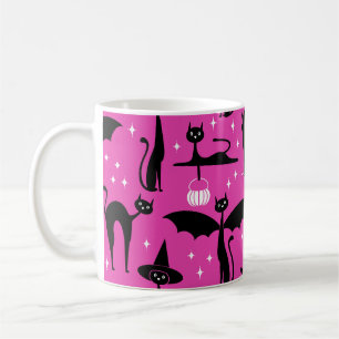 MCM Halloween Fancy Dress Minimalist Cats Pink Coffee Mug