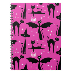MCM Halloween Fancy Dress Minimalist Cats Pink Notebook
