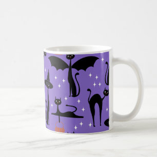MCM Halloween Fancy Dress Minimalist Cats Purple Coffee Mug