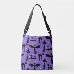 MCM Halloween Fancy Dress Minimalist Cats Purple Crossbody Bag