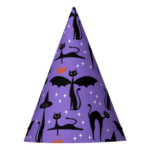 MCM Halloween Fancy Dress Minimalist Cats Purple Party Hat