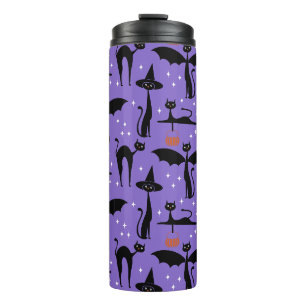 MCM Halloween Fancy Dress Minimalist Cats Purple Thermal Tumbler
