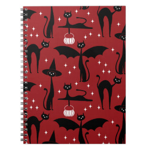 MCM Halloween Fancy Dress Minimalist Cats Red Notebook