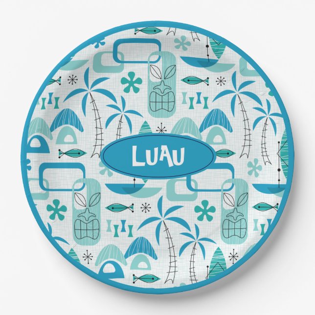 MCM Hawaiian Village – Blue Paper Plate (Front)
