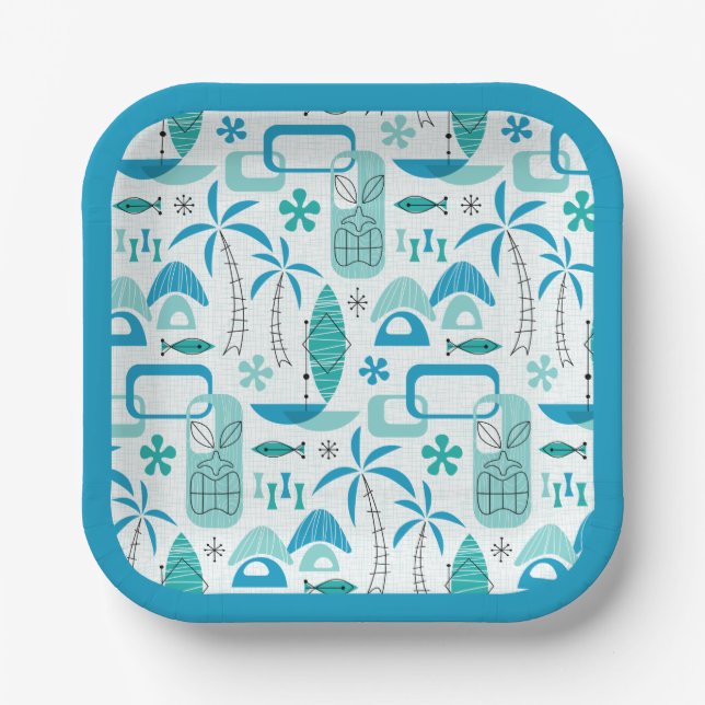 MCM Hawaiian Village – Blue Paper Plate (Front)