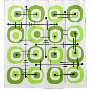 MCM Midcentury Abstract Pattern Chartreuse Shower Curtain