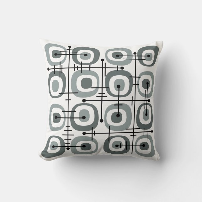 MCM Midcentury Abstract Pattern Grey Cushion (Front)