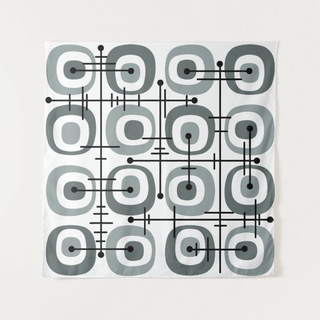 MCM Midcentury Abstract Pattern Grey Tapestry (Front)