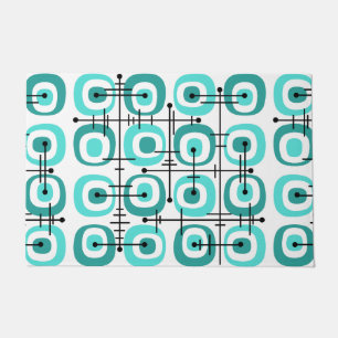 MCM Midcentury Abstract Pattern Turquoise Doormat
