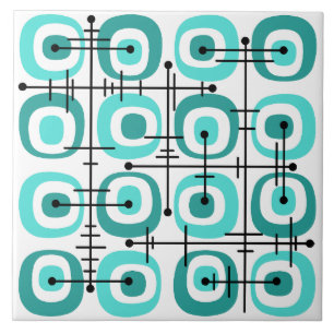 MCM Midcentury Abstract Pattern Turquoise Tile