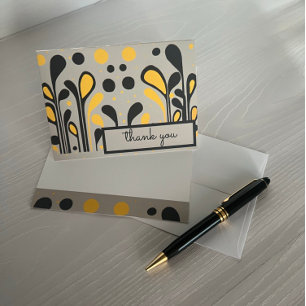 MCM Modern Painting Lollipops & Dots Gold Black Thank You Card