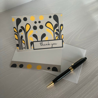 MCM Modern Painting Lollipops & Dots Gold Black Thank You Card
