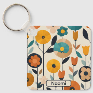 MCM Pop Art Colorful Flowers Key Ring