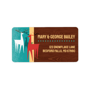 MCM Reindeer Christmas Card Address Labels