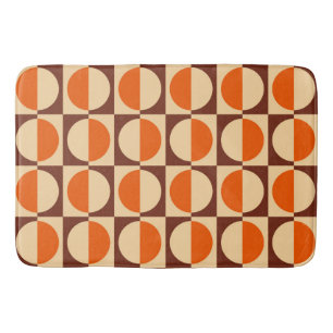 MCM Retro Geometric Half Square and Circle Pattern Bath Mat