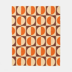 MCM Retro Geometric Half Square and Circle Pattern Fleece Blanket