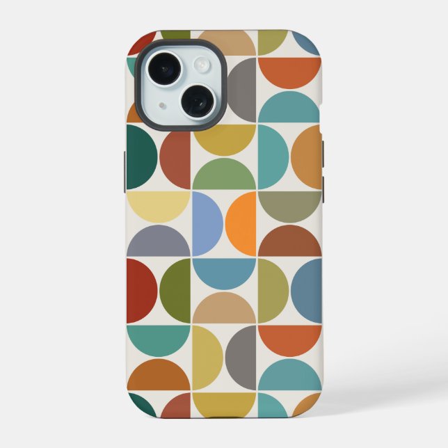 MCM Semicircles Big Pattern Colour on Cream iPhone 15 Case (Back)