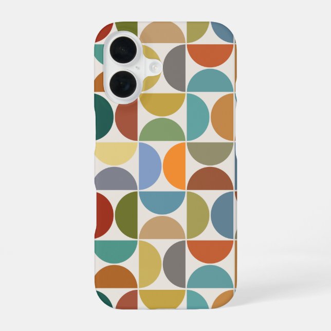 MCM Semicircles Big Pattern Colour on Cream iPhone 16 Case (Back)
