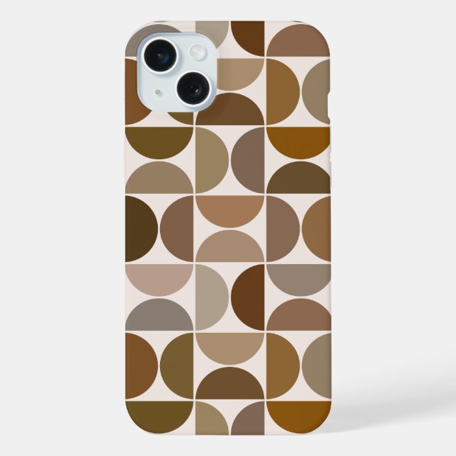 MCM Semicircles Browns+Cream Big Pattern iPhone Case (Back)