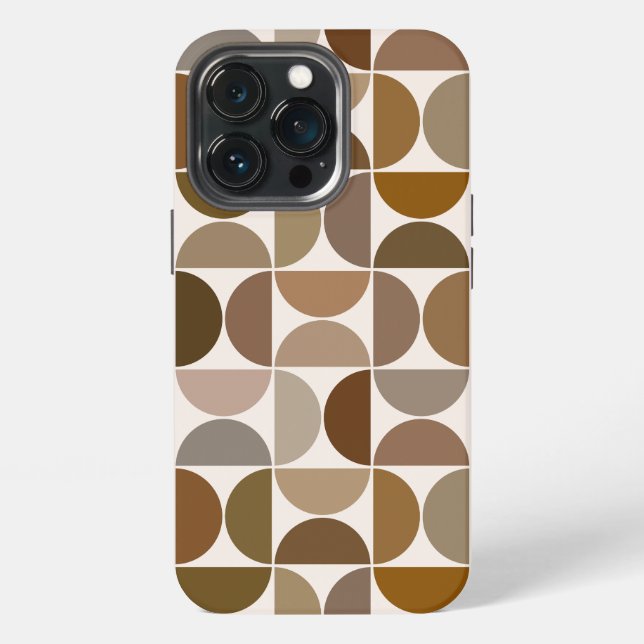 MCM Semicircles Browns+Cream Big Pattern iPhone Case (Back)