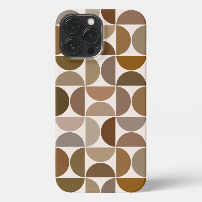 MCM Semicircles Browns+Cream Big Pattern iPhone Case (Back)