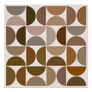 MCM Semicircles Browns+Cream Big Pattern Poster