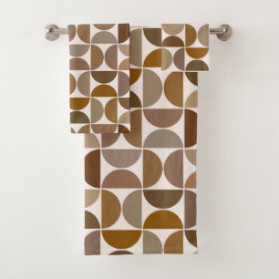MCM Semicircles Browns+Cream Pattern Bath Towel Set
