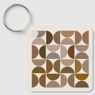 MCM Semicircles Browns+Cream Pattern Key Ring