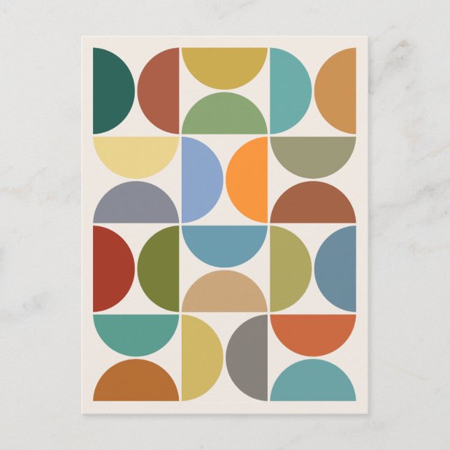 MCM Semicircles Colour on Cream Postcard (Front)