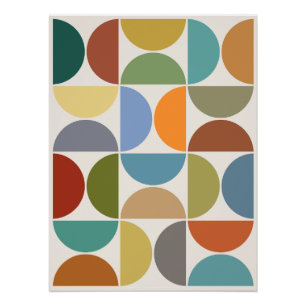 MCM Semicircles Colour on Cream Poster