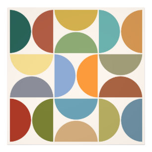 MCM Semicircles Colour on Cream Square Photo Print